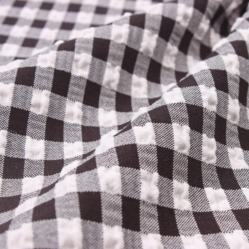 双面弹涤纶布阳离子涤纶双色起皱泡泡格 女装连衣裙风衣夹克面料