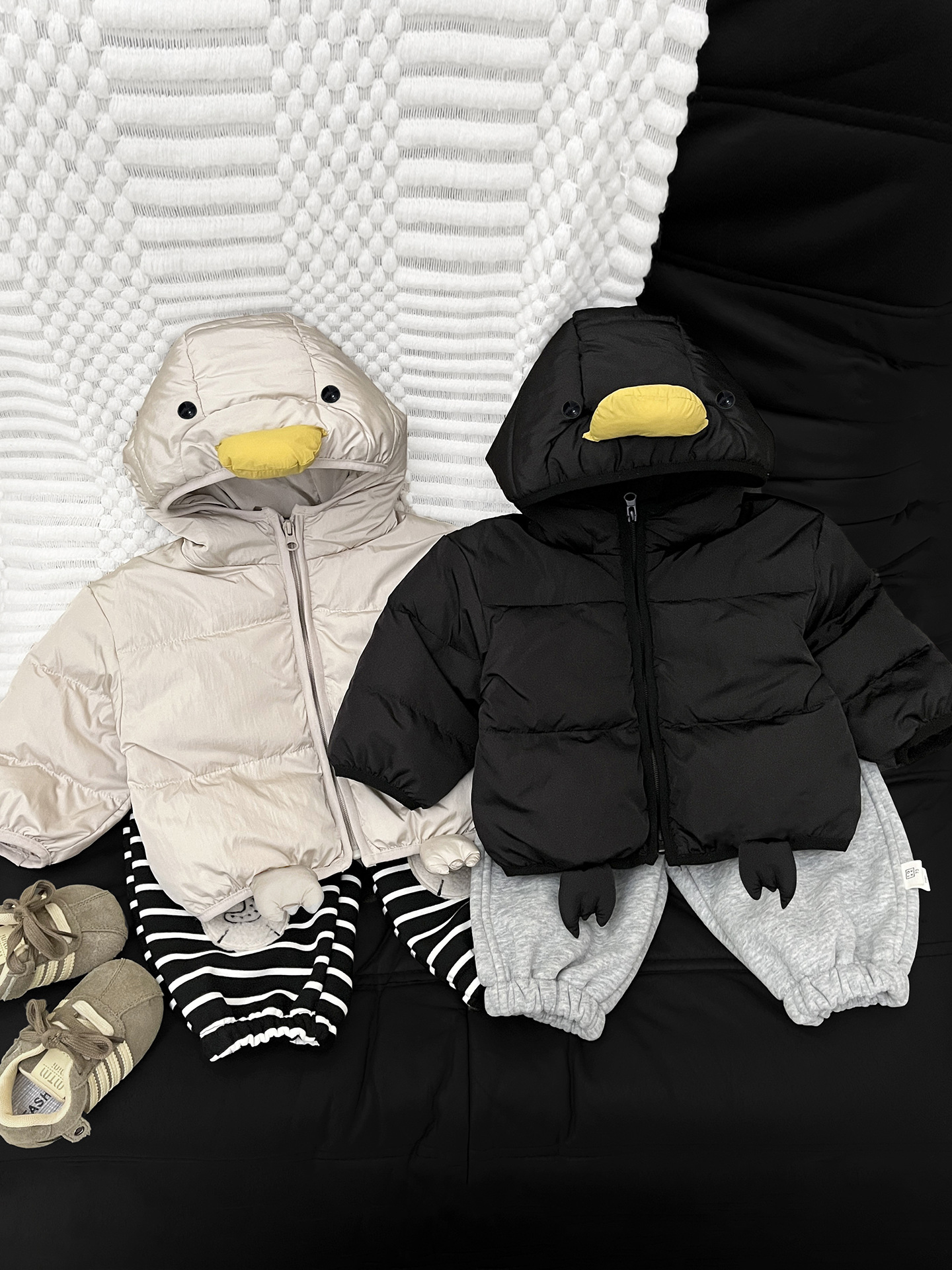 Ropa de invierno bebé encantador caricatura blanco chaqueta de plumón cálida para niños coreanos abrigo de invierno