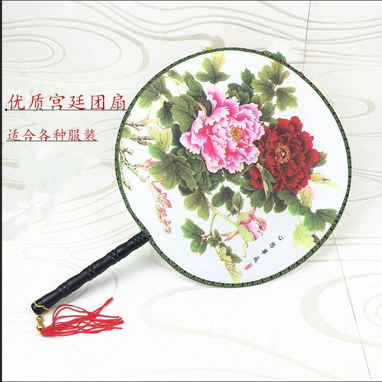 Дворцовый веер Круглый веер Дворец Леди Шелковый веер танец Дворец круглый веер тканевый веер Китайский стиль Шелковый веер случайные волосы