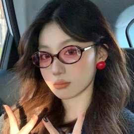 张元英同款眼镜框书呆子椭圆小框复古墨镜女高级感豹纹韩系平光镜