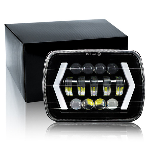 New 7-inch Wrangler off-road vehicle headlights with LED headlights with left and right yellow white light arrows modified spotlights