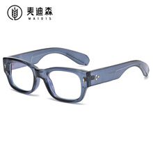 杰特5120D欧美长方形厚框双色防蓝光时尚街拍跨境装饰椭圆平光镜