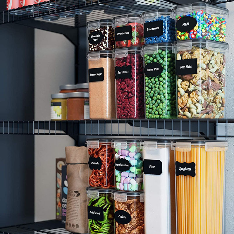 Tarro de almacenamiento de grano caliente transfronterizo cocina 14-piece PP almacenamiento nítido plástico transparente sellado frasco