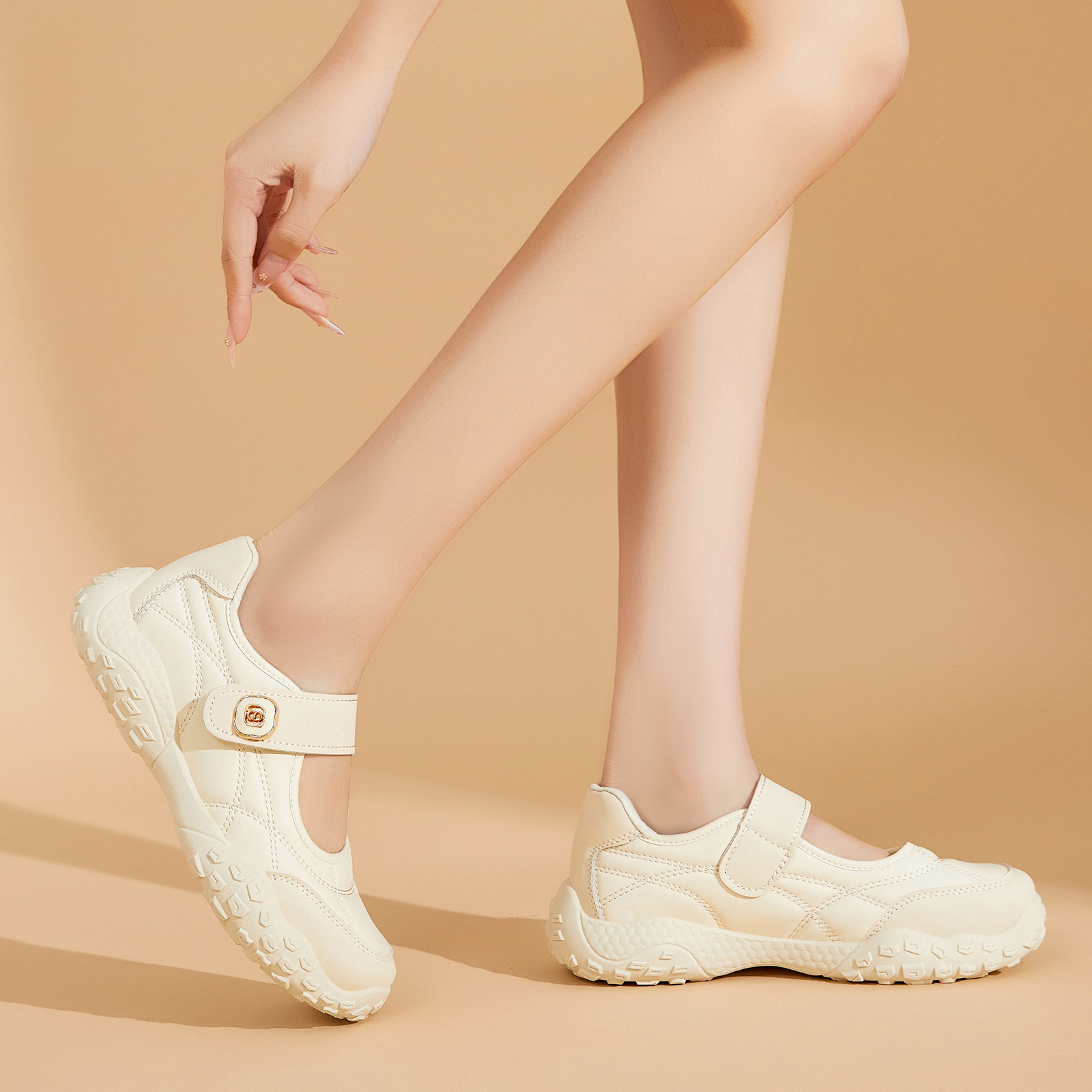 El Jin Seyuan| Zapatos de mujer Velcro superficial zapatos casuales transpirables zapatos deportivos ligeros suaves cómodos zapatos mary-zhen