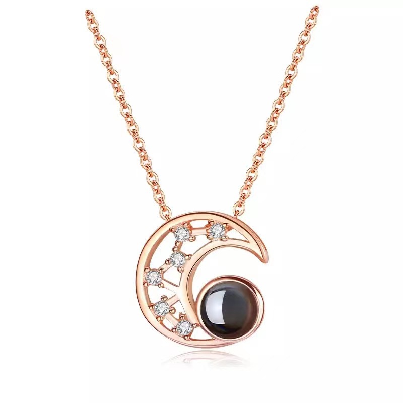 Elegant Lady Moon Copper Zircon Pendant Necklace In Bulk display picture 5