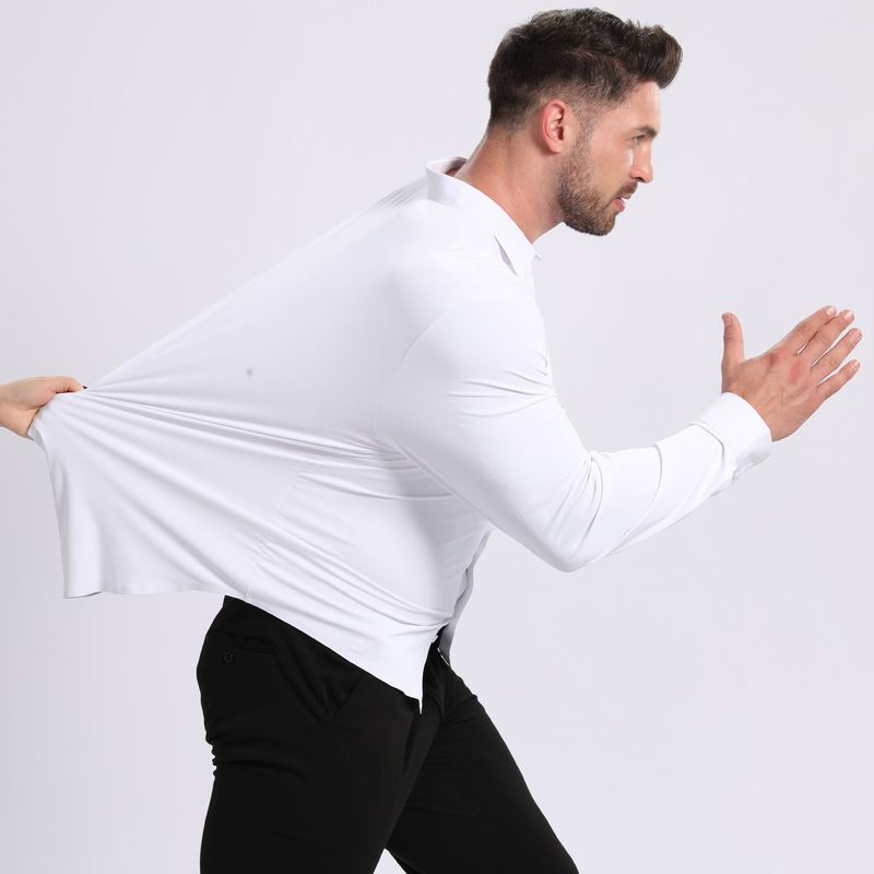 Cross-Border European Version Ultra-Elastic Seamless White Shirt Men's Long-Sleeve Business Formal Wear Non-Iron Four-Way Stretch Shirt Foreign Trade Cross-Border European Version Ultra-Elastic Seamless White Shirt Men's Long-Sleeve Business Formal Wear Non-Iron Four-Way Stretch Shirt Foreign Trade