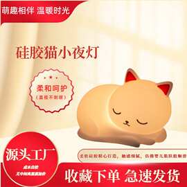 外贸新品感应灯硅胶瞌睡猫拍拍灯卧室母婴伴睡灯跨境热销小夜灯