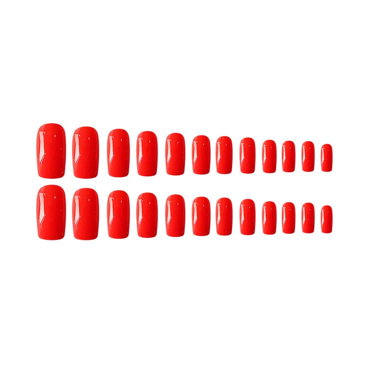 Color rojo sólido largo parche de uñas cuadradas productos terminados de uñas para usar 24 piezas de uñas puras para uñas