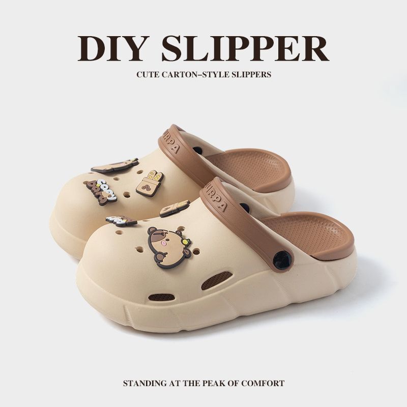 Capybara Breathable Thick-Soled Non-Slip Soft-Soled Comfortable Slippers for Women Eva Non-Slip Parent-Child Slippers