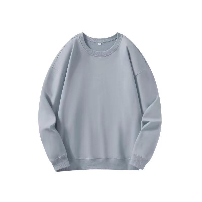 Shoulder suelto marca de moda nueva camisa en blanco de algodón suéter de cuello redondo personalizado camisa de ropa de grupo de otoño y invierno