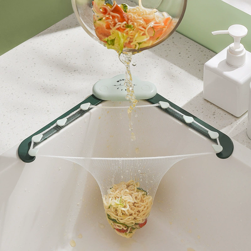 Sink drain basket cloud, disposable mesh filter packs, compact sink strainer and drying shelf