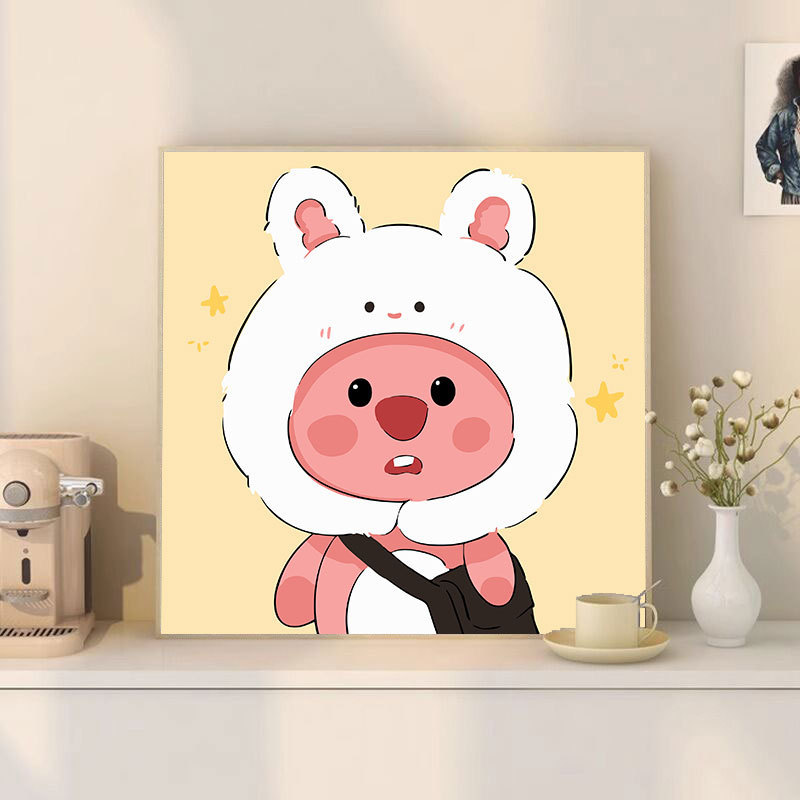かわいいバターベアDIYデジタル油絵漫画手描きぬりえ装飾画夜市屋台手作り|undefined