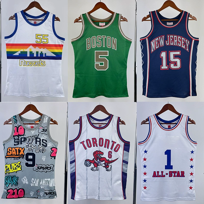 MN баскетбольная ретро-футболка Nuggets Celtics Nets Spurs Raptors Magic Knicks Cavaliers баскетбольный жилет