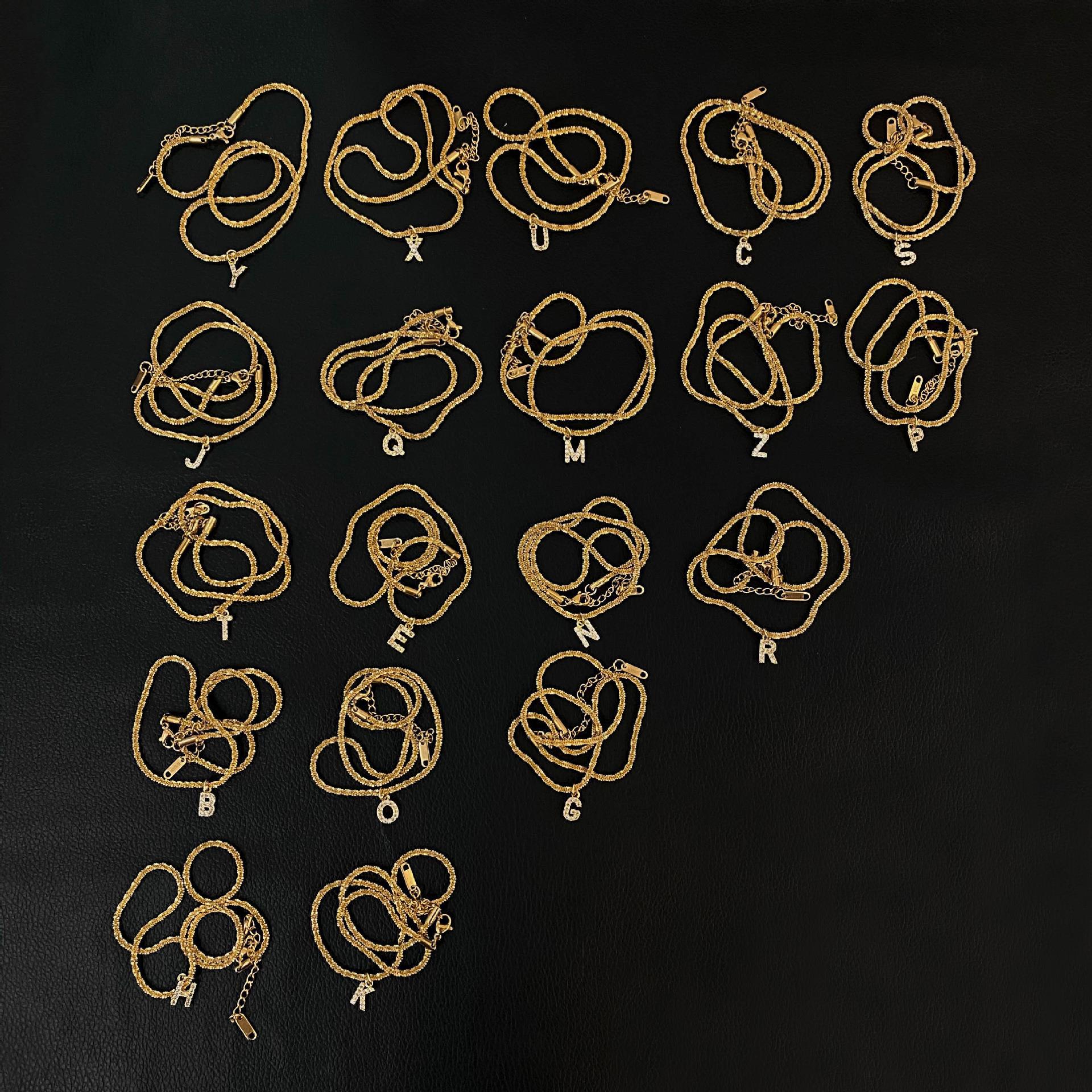 10g Weight Zircon Inlay Material Pendant Necklace Classification 1 Piece Quantity Holiday, Daily Occasion Titanium Steel Material Letter Pattern Women's Gender Plating, Inlay Design Simple Style, Classic Style Style Simple Style Classic Style Letter Titanium Steel Plating Inlay Zircon Pendant Necklace 1