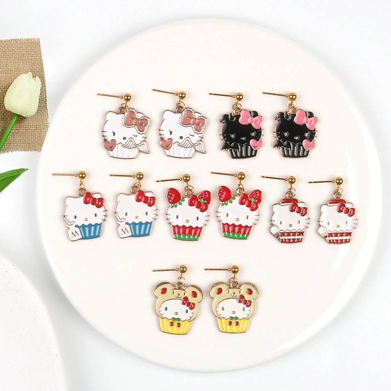 Новый стиль серьги Sanrio hello kitty серьги Hello Kitty серьги мода милые серьги для пары украшений