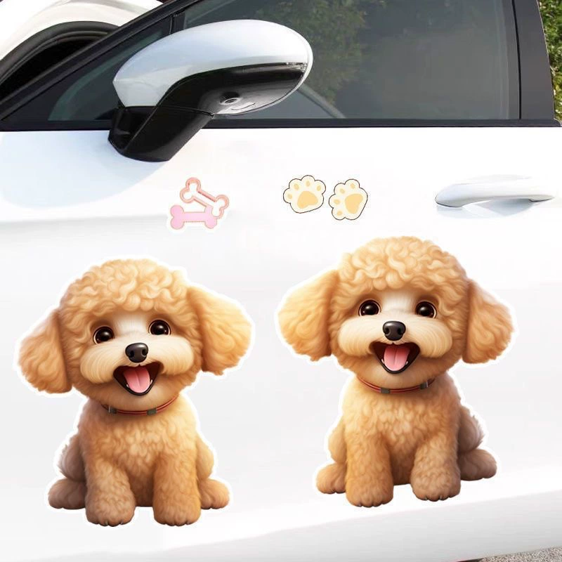 Мультяшный милый автомобиль наклейка Тедди собака бампер покрывает царапины на электромобиле личность милый питомец декоративная наклейка
