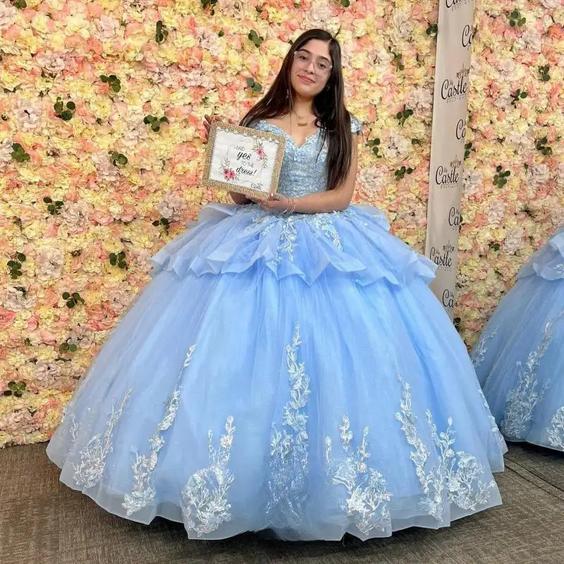 Vestido de novia azul cielo, de un solo hombro, con encaje y malla, estilo princesa, para anfitriona de banquetes, vestido de noche, estilo verano 2026