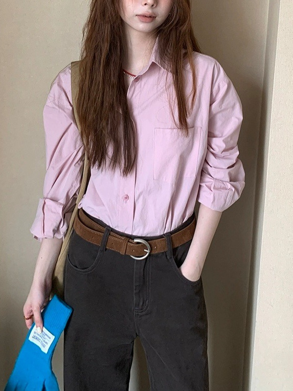 通勤百搭纯色衬衫2025秋冬法式经典款气质长袖上衣女|undefined