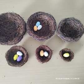 仿真藤编鸟巢 小鸟鸟窝仿真装饰复活节用品软装道具鹌鹑蛋鸟蛋