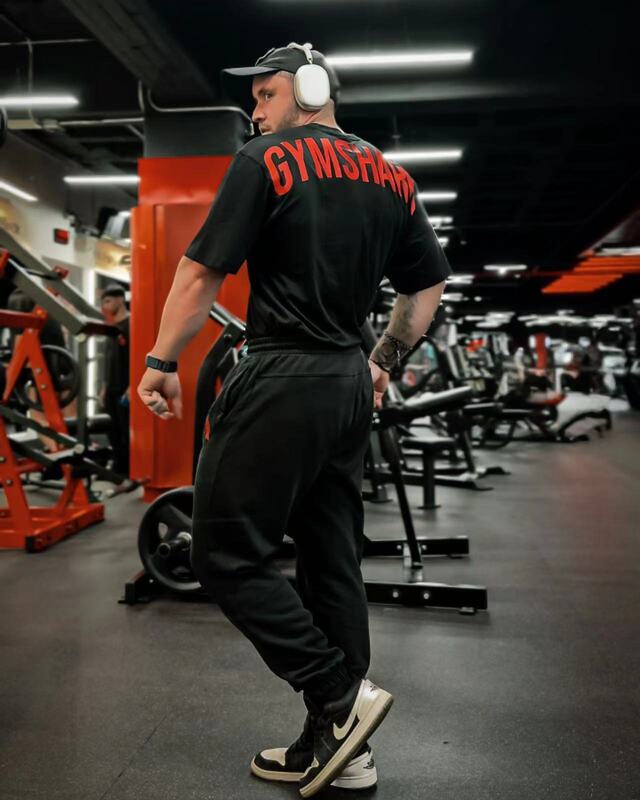 2025クロスボーダー漫画トレンドホットスタイルハンサムGYMSHAPKプリント半袖Tシャツ夏のトレンドブランドラウンドネックトップ|undefined