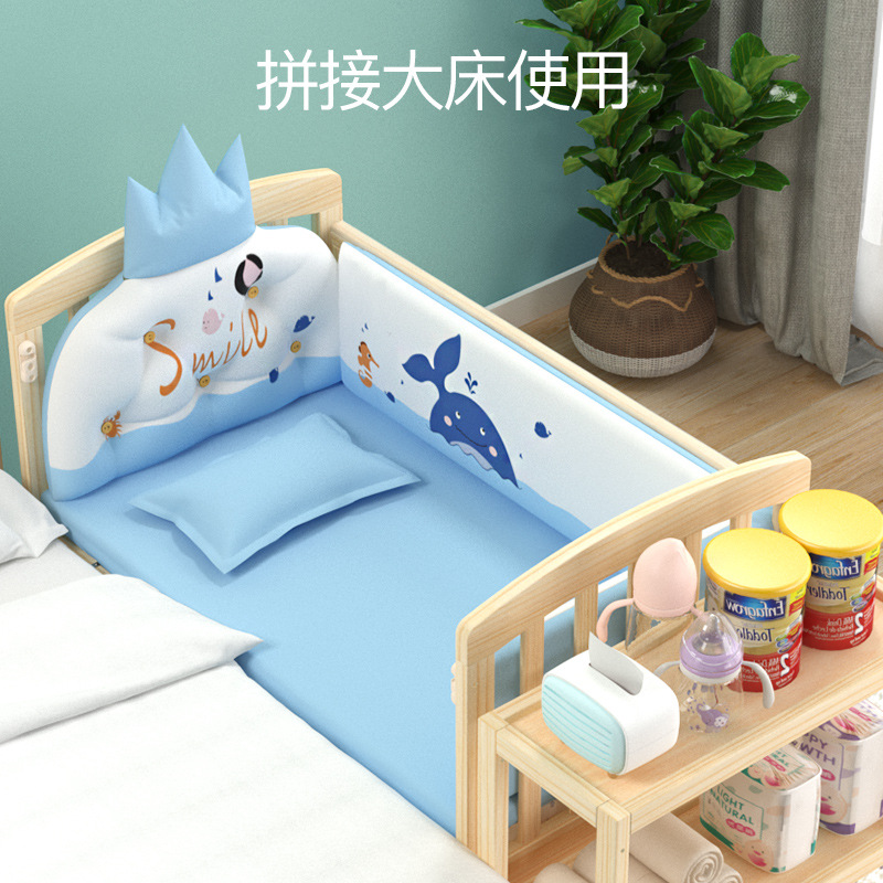 Baby Bed Solid Wood Paint-free Multi-function Baby Bed Shaker for Newborn Movable Children Splicing Big Bed