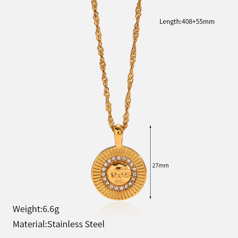 9g Weight Lobster Trigger Clasp Closure Clasp Closure Type 304 Stainless Steel Pendant Material Pendant Necklace Classification 304 Stainless Steel Chain Material Singapore chain, cable chain Chain Type 1 Piece Quantity Casual, Daily Occasion 304 Stainless Steel Material Star, Moon Pattern All Seasons Season Women's Gender Plating Design Elegant, Vintage Style Style Wholesale Jewelry Elegant Vintage Style Star Moon 304 Stainless Steel Plating Singapore Chain Cable Chain Pendant Necklace 1