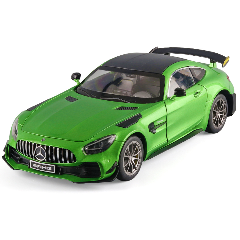1:18 Magia Verde GTR modelo de aleación de la puerta del coche se puede abrir la rueda delantera de la vinculación de simulación modelo de coche deportivo Niño juguete adornos