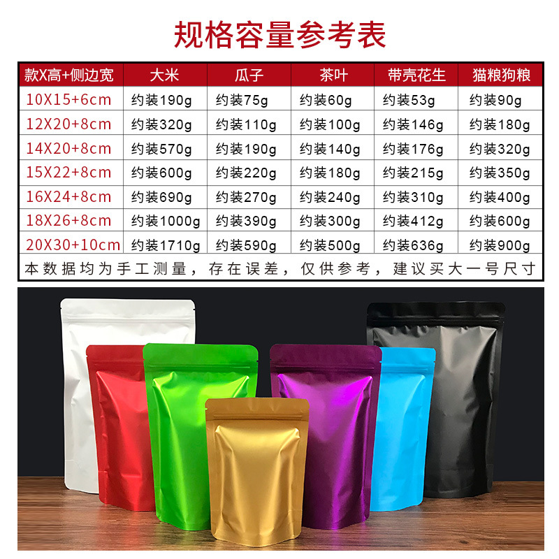 Factory direct color aluminum foil bag dried fruit self-sealing bag leisure snacks sealed bag cat food nut packaging bag