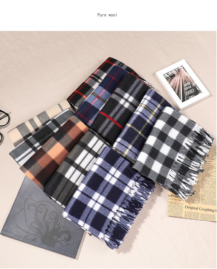 Women's Fashion Plaid Double-sided Velvet Tassel Winter Scarves display picture 21