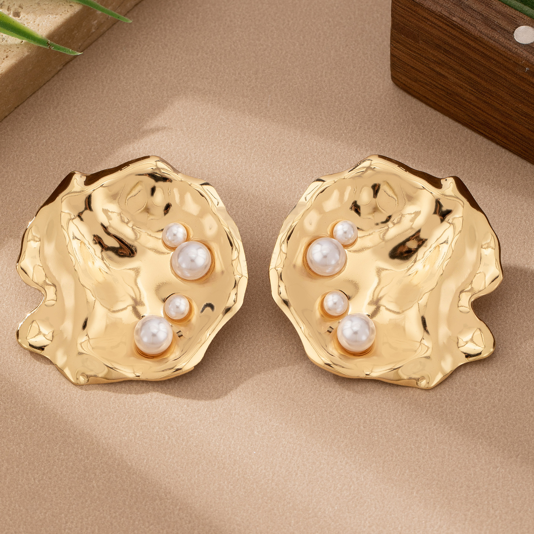 1 Pair Quantity 1 Pair Classic Style Irregular Plating Alloy Imitation Pearl Ear Studs