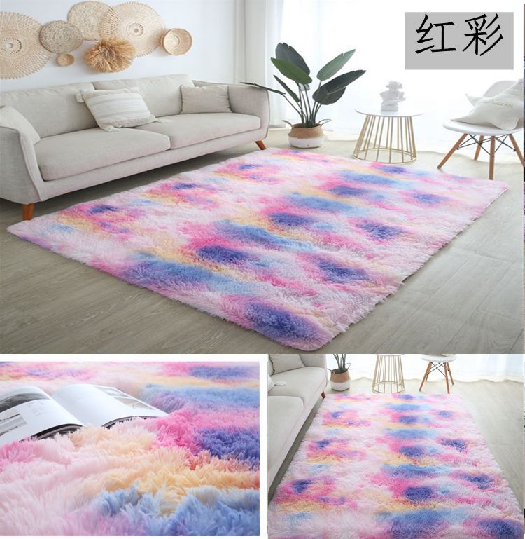 Alfombra de Lana de Seda con Tinte Anudado de Pelo Largo para Comercio Exterior y Dropshipping, para Sala de Estar, Dormitorio, Junto a la Cama, Resistente a las Manchas y Fácil de Cuidar, Alfombra para Sala de Estar.