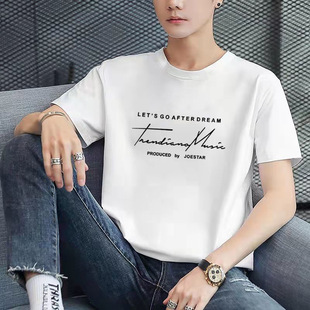 Men's Short-Sleeved T-Shirt Summer New Casual Printed Tops Round Neck T-Shirt Student Half-Sleeved Slim Men's Clothing Order
