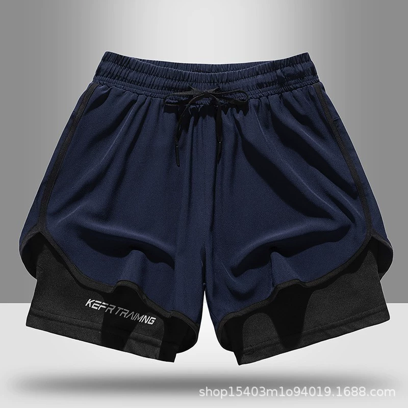Спортивные шорты для мужчин и женщин, быстросохнущие искусственные двухсекционные летние повседневные брюки для бега, тренировок, фитнеса, подкладка для американского баскетбола, пятиточечные брюки