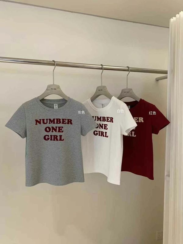 白色字母短袖t恤女夏季2025新款设计感掐腰修身显瘦高腰辣妹上衣|undefined