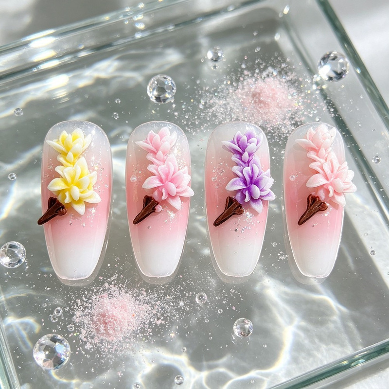 Nail art accessories gradient orchid and jade tree DIY resin ins-style Xiaohongshu live stream earrings hair clips hairpins decorative accessories Nail art accessories gradient orchid and jade tree DIY resin ins-style Xiaohongshu live stream earrings hair clips hairpins decorative accessories