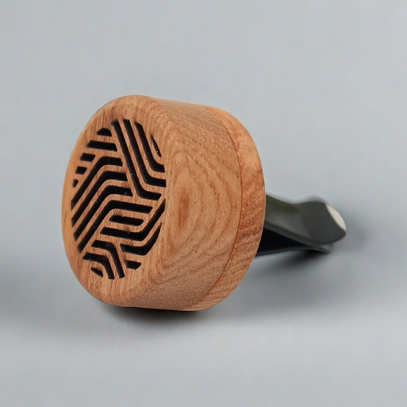 Alta sensación de madera de nuez de automóvil aromático de madera sólida de alta calidad aire acondicionado interior ventilador de ventilación de perfumes de botón aromático