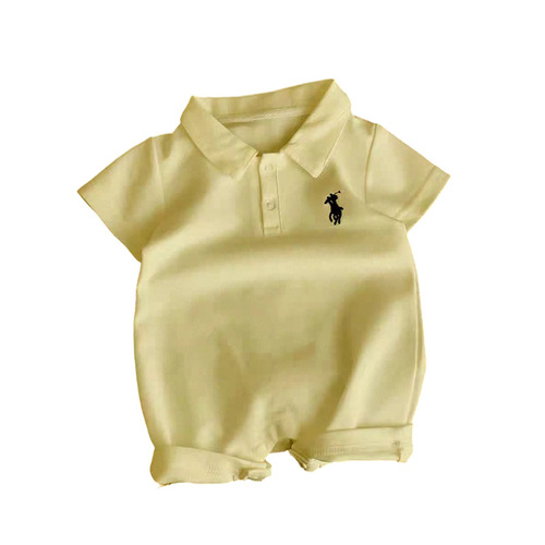 New summer knight lapel short-sleeved one-piece suit for boys and babies handsome summer polo shirt, baby climbing clothes, ha clothes