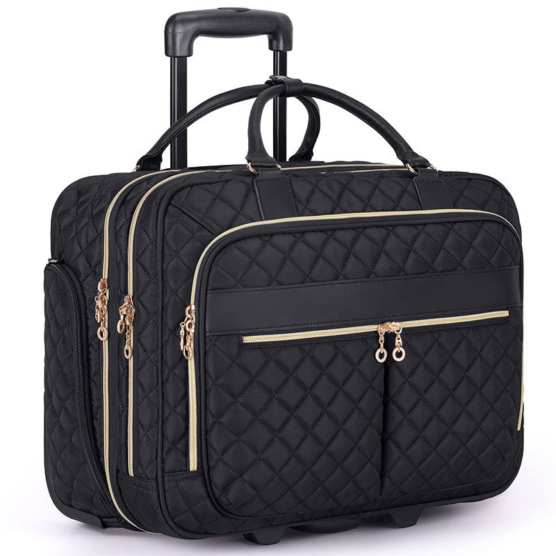 17.3inch Trolley Laptop Bag Women Briefcase with Wheels Rolling Business Travel Carry Case