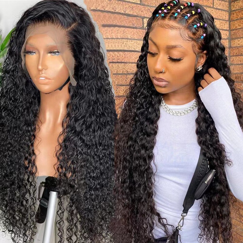 Wig for Women European and American Hunan Hair Chemical Fiber Wig Front Lace Curly African Small Curly Wig Headgear in Stock