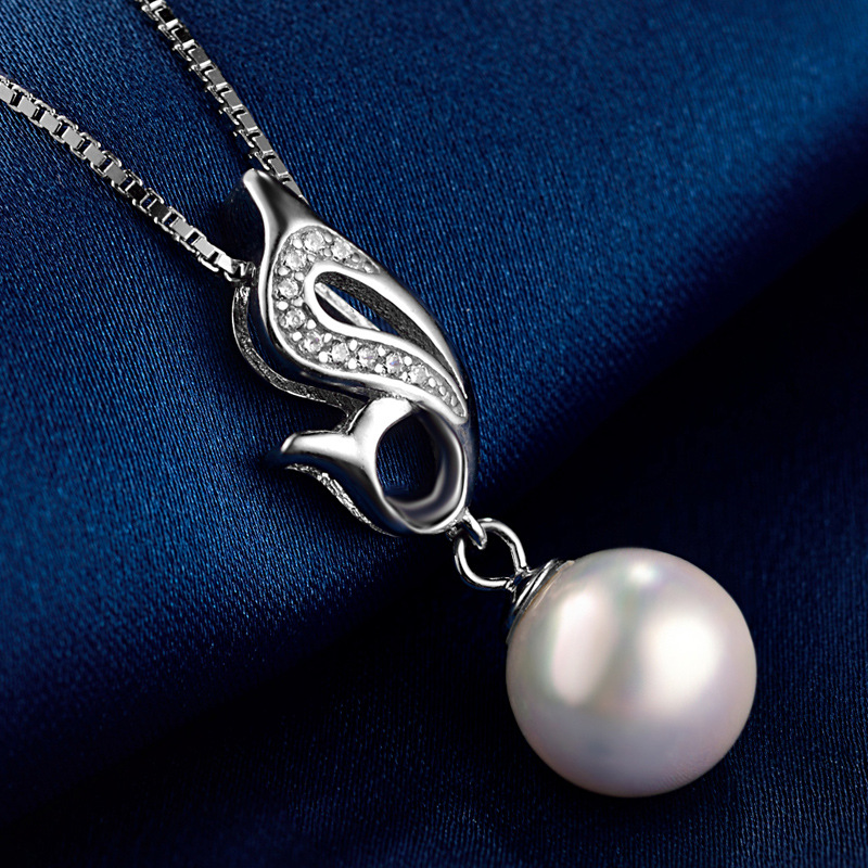 Estilo coreano temperamento de moda micro incrustaciones ZIRCON clavícula cadena collar accesorios s925 plata esterlina creativo rebordear delfín colgante para las mujeres