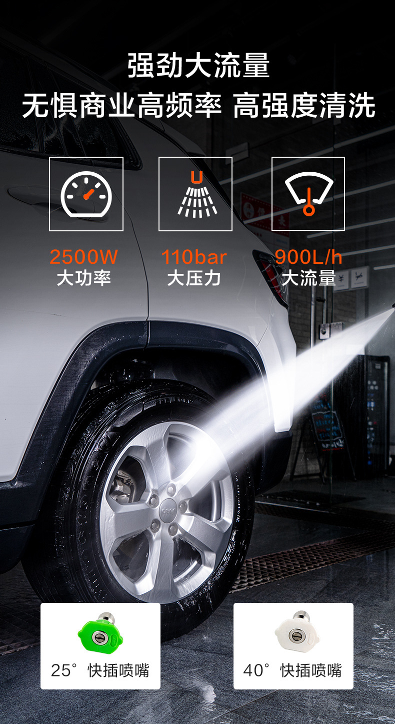 Yili Commercial 9022 High-Pressure Car Washing Machine with All-Copper Motor, Car Wash Pump, Farm Ground and Wall Cleaning Machine