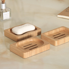 Portable bamboo soap box soap dish Japanese manual drain soap box bathroom toilet wooden soap