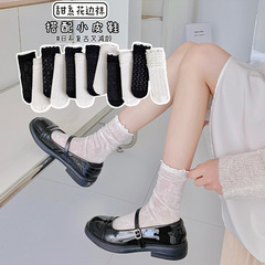 白色蕾絲襪子女中筒襪ins潮棉襪夏季薄款日系可愛jk花邊鏤空長襪