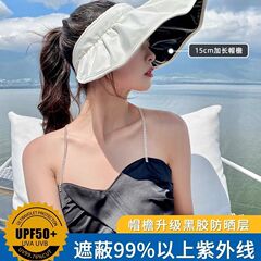 帽子UV防曬遮臉黑膠帽女防太陽帽遮陽帽日本貝殼紫外線空頂夏季