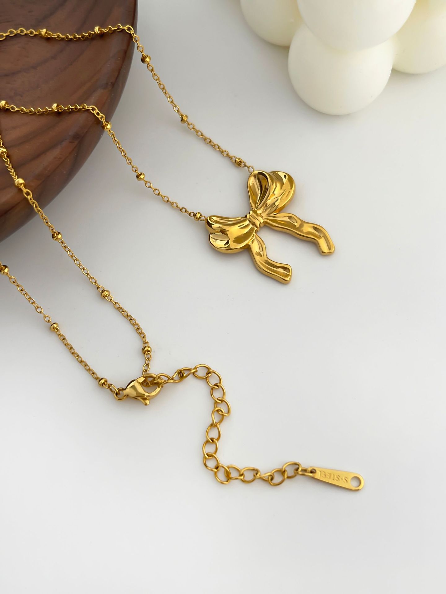 7g Weight 0.03µm-0.05µm Gold Plating Thickness PVD Coated Gold Plating Process Real Gold Plated Plating Material Jewelry Set Classification 1 Piece, 1 Pair Quantity Date, Tea Party Occasion 304 Stainless Steel Material Bow Knot Pattern Unisex Gender Vintage Style, Simple Style Style Waterproof Non Tarnish, Surgical Steel, Plating, Bowknot Craft PVD Coated Real Gold Plated Bow Knot 304 Stainless Steel Vintage Style Simple Style Waterproof Non Tarnish Surgical Steel Plating Jewelry Set 15