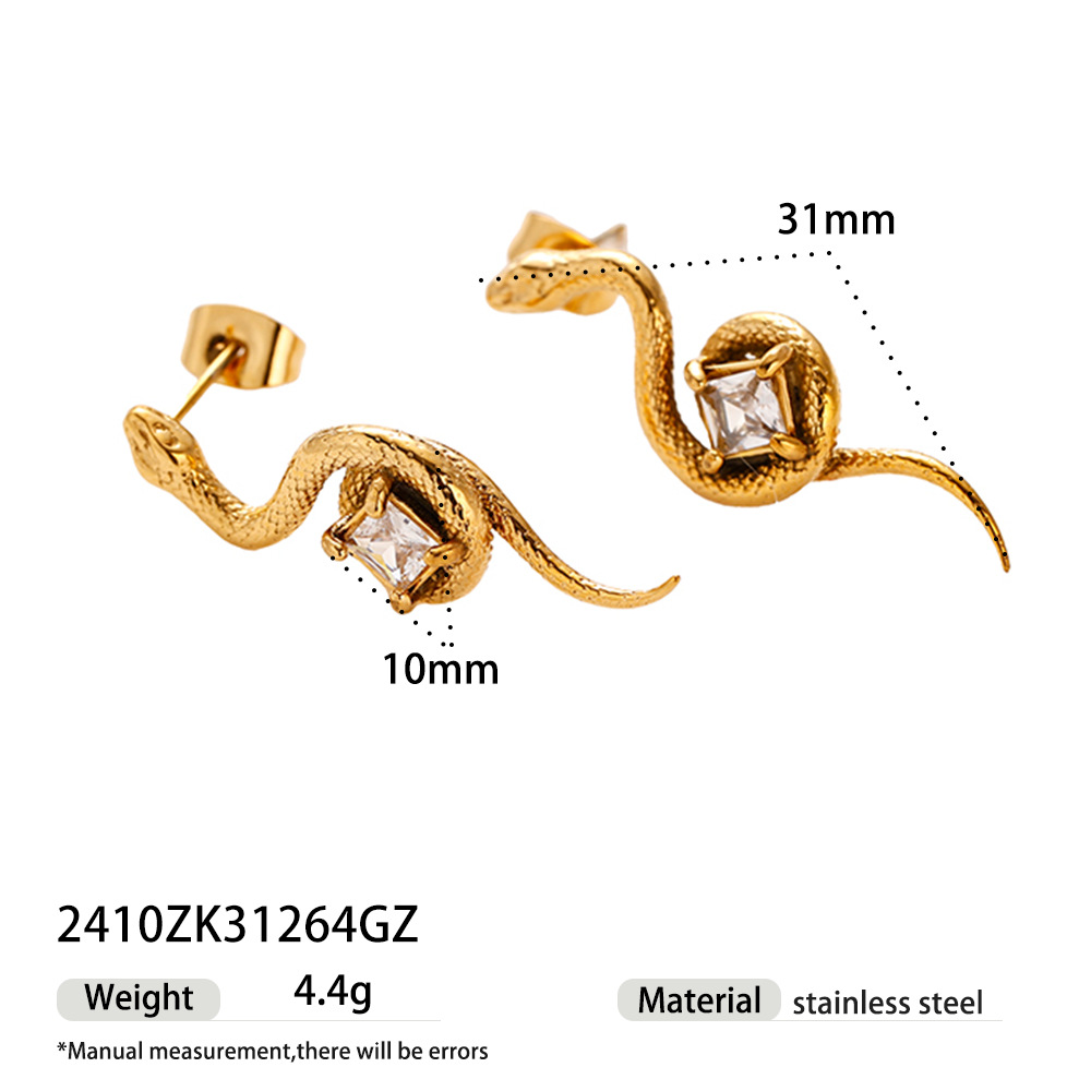 Tina transfronterizo año de la serpiente retro nicho de alta sensación orejas zircon oro medieval apertura ajustable anillo de serpiente