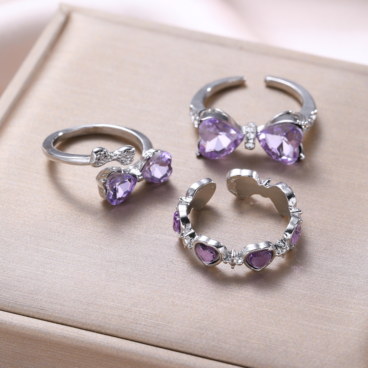 Stackable Minimalist Ring Set With Cubic Zirconia For Women_voghion.com