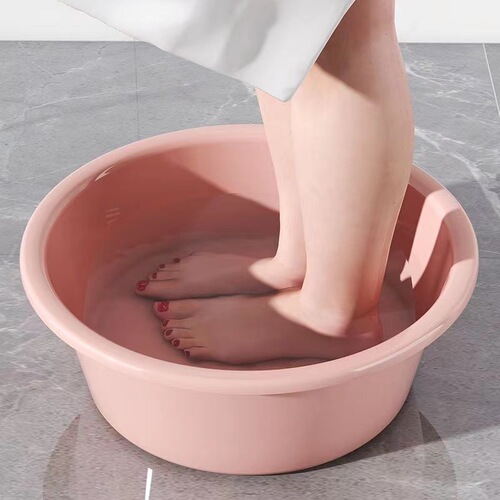 Household thickened round plastic face basin for student dormitory large laundry basin anti-fall and durable foot and face basin
