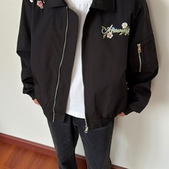 新款美式高街花卉印花夹克韩版ins简约宽松百搭痞帅情侣装外套