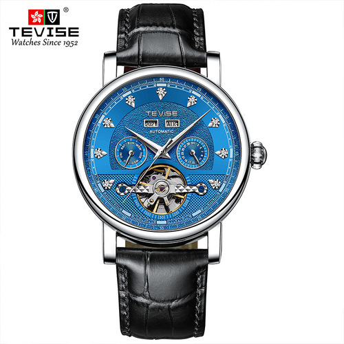 TEVISE Live Streaming Best-Selling Feature Mechanical Watch Fully Automatic Mechanical Watch Men's Business Genuine Leather Men's Watch Dropshipping Avaliable